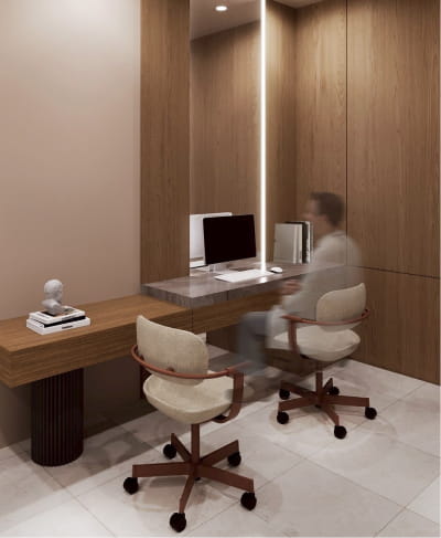 プライバシーに配慮した美容カウンセリングルームの内装